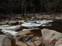 Beau and Jess in the first rapid - Wilson Creek, NC